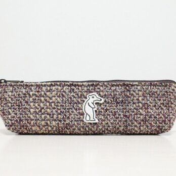 小さい仲間のスリムウールポーチ／ワインレッド