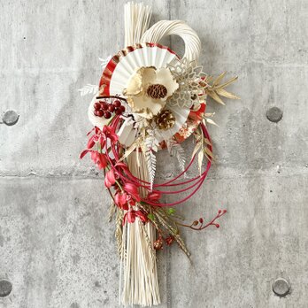 迎春 ファレノとオーキッドのラタン飾り