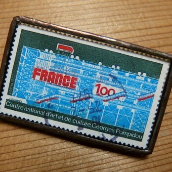 ヴィンテージ切手のブローチ - フランス　ポンピドゥー・センターの画像