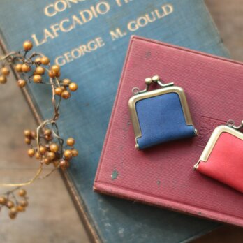 藍＆茜セット　草木染革[migaki] ミニがま口