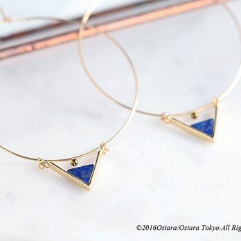 【14KGF】Hoop Earrings,Gem Lapis Lazuli,Triangleの画像