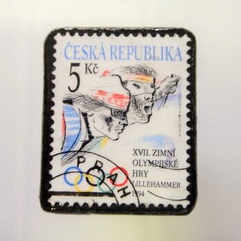 アップサイクル　チェコスロバキア　切手ブローチ2044の画像