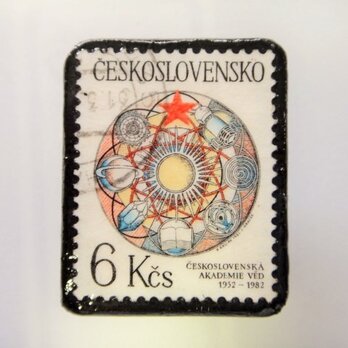アップサイクル　チェコスロバキア　切手ブローチ2045の画像