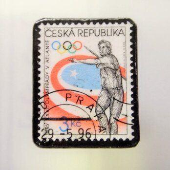 アップサイクル　チェコスロバキア　切手ブローチ2047の画像