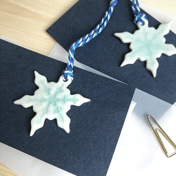 陶製オーナメント　-雪の結晶- (アイスブルー)　の画像