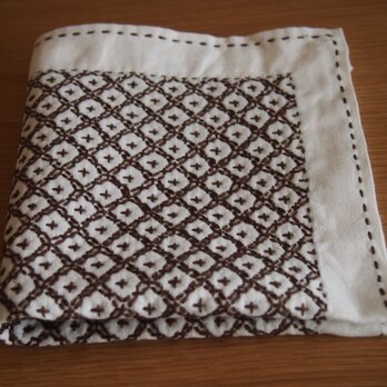 刺し子の花ふきん　十字花刺し