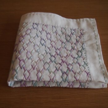 刺し子の花ふきん　菱形つなぎ