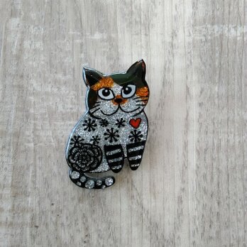 【SALE】猫のピカピカブローチの画像