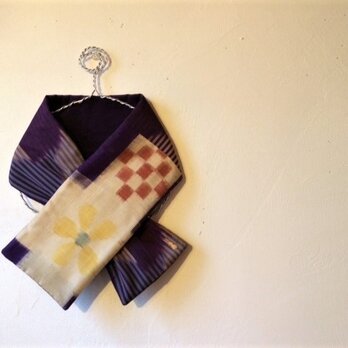 銘仙×別珍の小さな襟巻きNo.122（紫）ネックウォーマー プチマフラーの画像