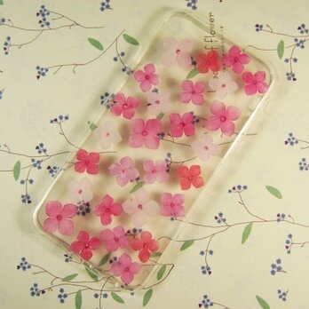 手染め布花 ピンク系のアジサイ(紫陽花)のiPhone6/6s/7ケースの画像