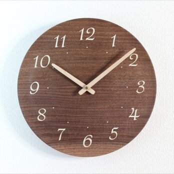 ブラックウォールナットで作った掛け時計（受注製作）　直径29㎝の画像