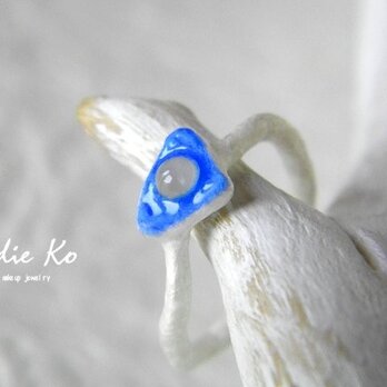 和紙リング　「遊 」　ムーンストーン