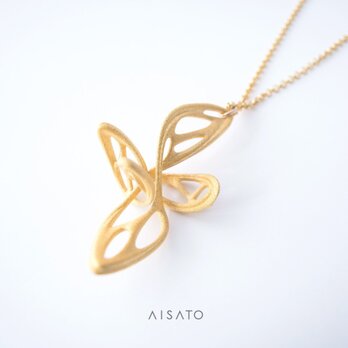 DancingButterflyNecklace ダンシングバタフライネックレス　マットゴールドの画像