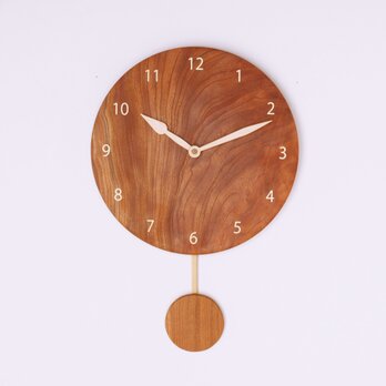 木製 振り子時計 丸型　ケヤキ材14の画像