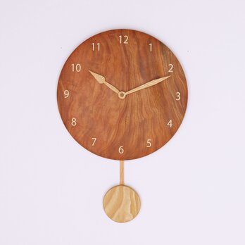 木製 振り子時計 丸型　ケヤキ材15の画像