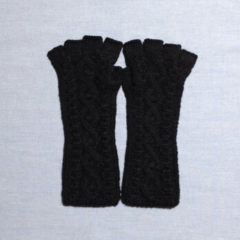 【受注後製作】手袋アルパカ×ラムウール黒（M）の画像