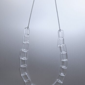 Square chain long Necklace Silverの画像