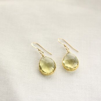 Lemon Quartz Framed Pierce レモンクォーツのフレーミングピアスの画像