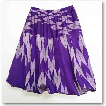 115　紫の矢羽銘仙バルーンスカート（Ｍ）の画像