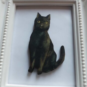 黒猫さんのウッドブローチの画像