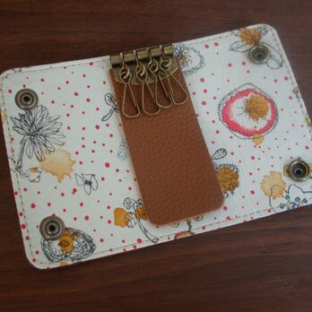 モッタイナイ本革キーケース　シュリンクレザー（ブラウン）×Memories of Rain