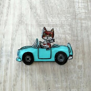 【SALE】猫のピカピカブローチ【車】の画像