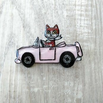 【SALE】猫のピカピカブローチ【車】の画像