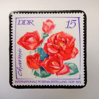 旧東ドイツ　薔薇切手ブローチ2119の画像