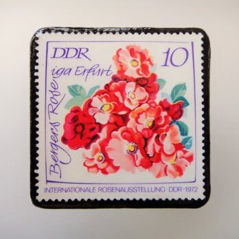 旧東ドイツ　薔薇切手ブローチ2123の画像