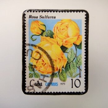 キューバ　薔薇切手ブローチ2129の画像