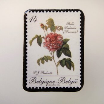 ベルギー　ルドーテの薔薇切手ブローチ2139の画像