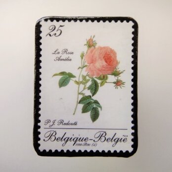 ベルギー　ルドーテの薔薇切手ブローチ2140の画像
