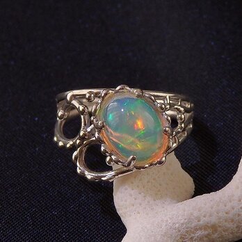 エチオピアオパールの唐草リング　10.5号