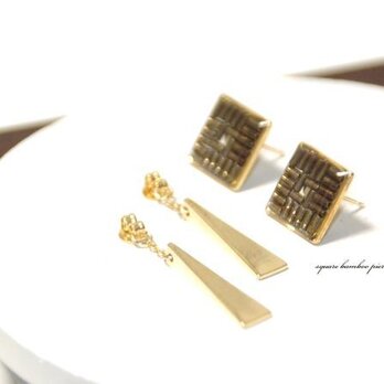 square bamboo pierced earringの画像