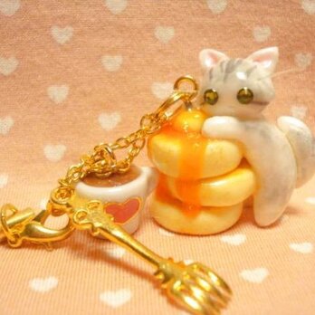 にゃんこのしっぽ○ホットケーキストラップ○ノルウェージャン猫