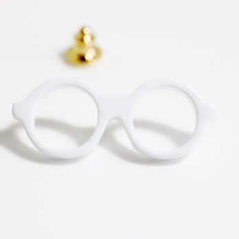 メガネラぺルピン（丸メガネ、Mサイズ、白、長針）の画像
