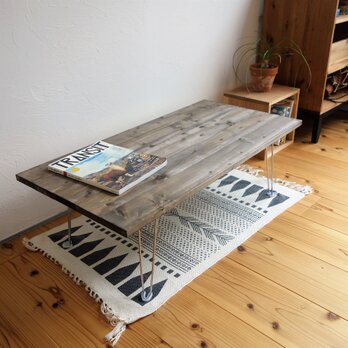 折りたたみ　カフェ風ローテーブル　【無垢・アンティーク風】の画像