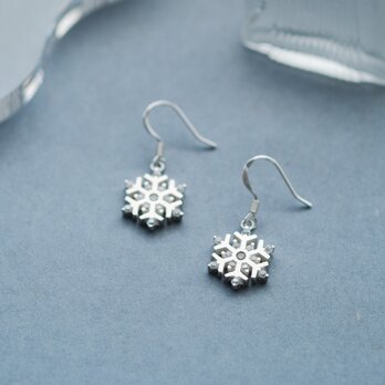 雪の結晶 フック ピアス シルバー925の画像