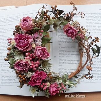 atelier BLUGRA八ヶ岳〜薔薇と小花の葡萄蔓Wreath3の画像