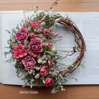 atelier BLUGRA八ヶ岳〜薔薇と小花の葡萄蔓Wreath2の画像