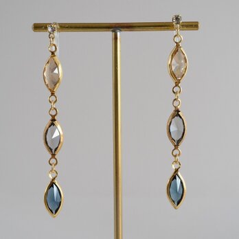 VINTAGE Glass frame earrings/pierce Gold grayの画像