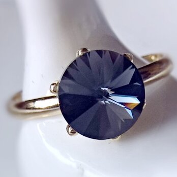 【sparkle スワロフスキー　一粒リング 　グラファイト】