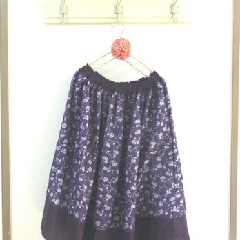 nanatone生地 花柄変わり生地　バイカラー　ギャザースカートの画像