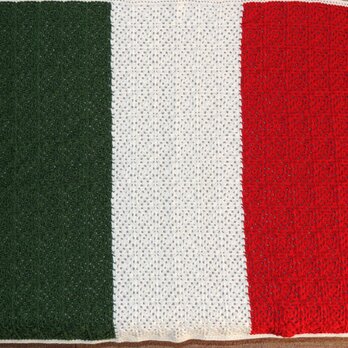 冬糸で仕上げたイタリア国旗のブランケットの画像