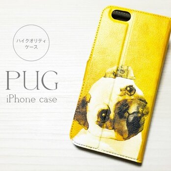 パグのiPhoneケース〈手帳型〉の画像