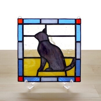 ステンドグラスパネル　猫　Mサイズの画像