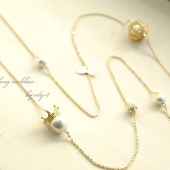 crown pearl long necklaceの画像