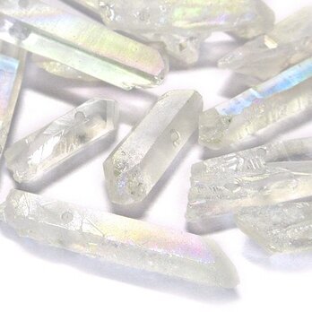 天然水晶 オーロラ 12g【通し穴付 水晶パーツ 天然石 クリスタル素材】の画像