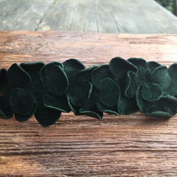革花のバレッタ 金具10cm 深緑aの画像