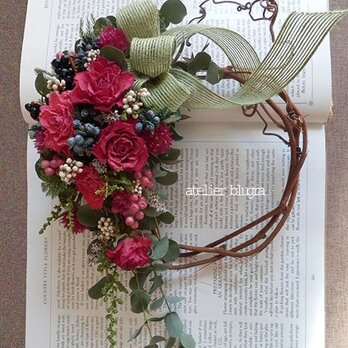 atelier BLUGRA八ヶ岳〜薔薇とユーカリの葡萄蔓Wreath1の画像